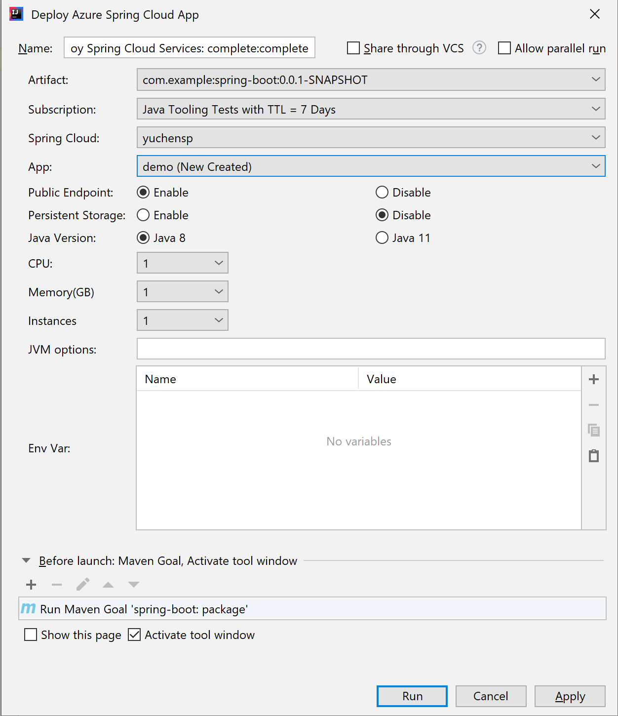 Configuring deployment