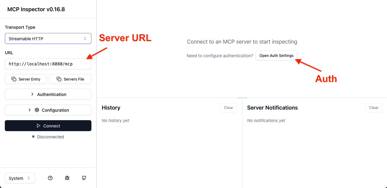 MCP inspector screenshot